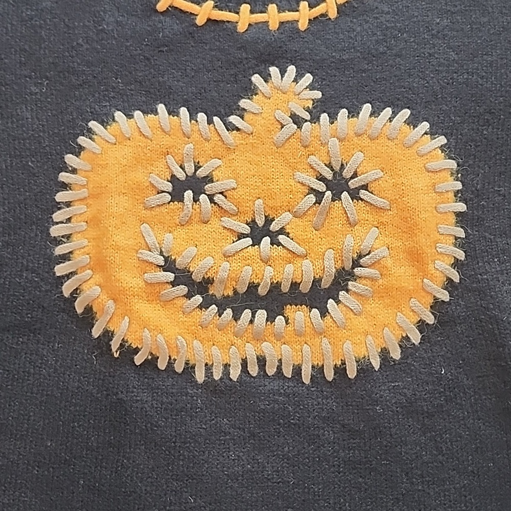 BiBi Halloween Sweater with Orange Jack-O-Lantern Appliqué - Picture 2 of 5